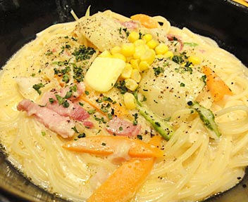 北海道の大地の恵みのチーズクリームスープスパゲッティ